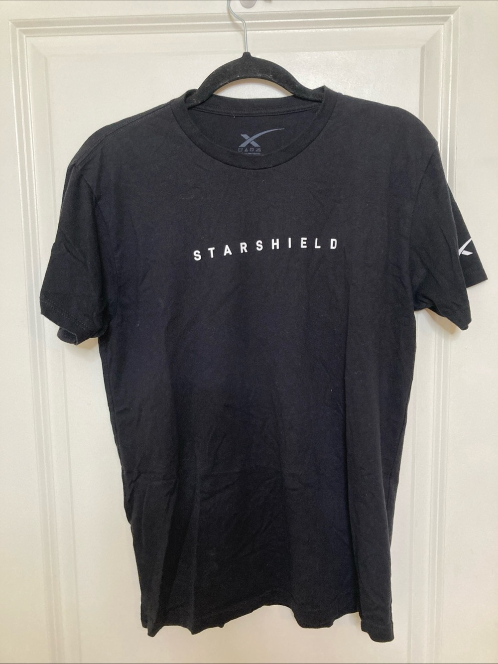 SpaceX Starshield T Shirt Mens M Black Spellout Logo Cotton Crew Neck Elon